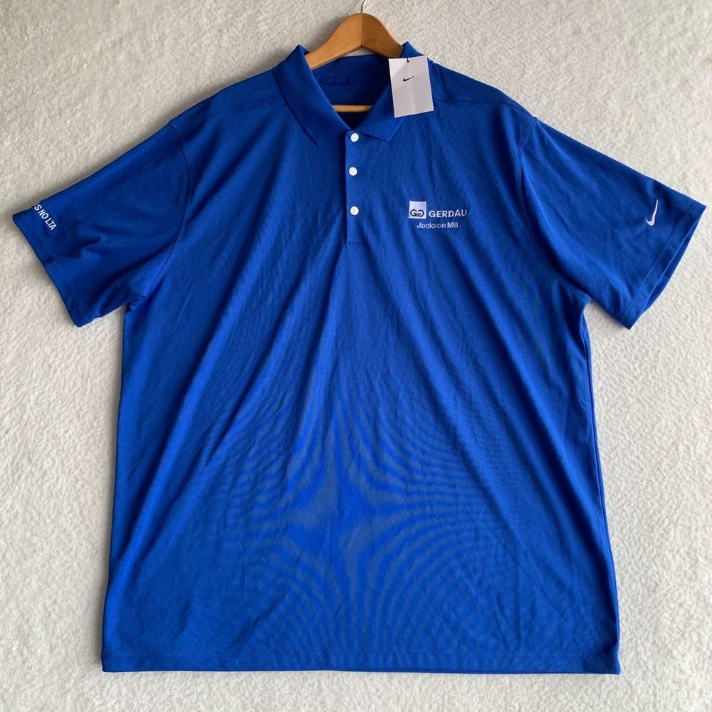 Nike Golf Polo Shirt Mens 2XL XXL Company Logo Blue Pullover DC1963-480 NWT!
